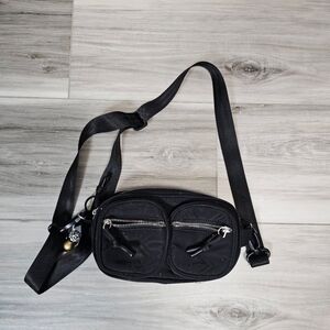 Zara Black Crossbody Bag with Dual Zipper Pockets